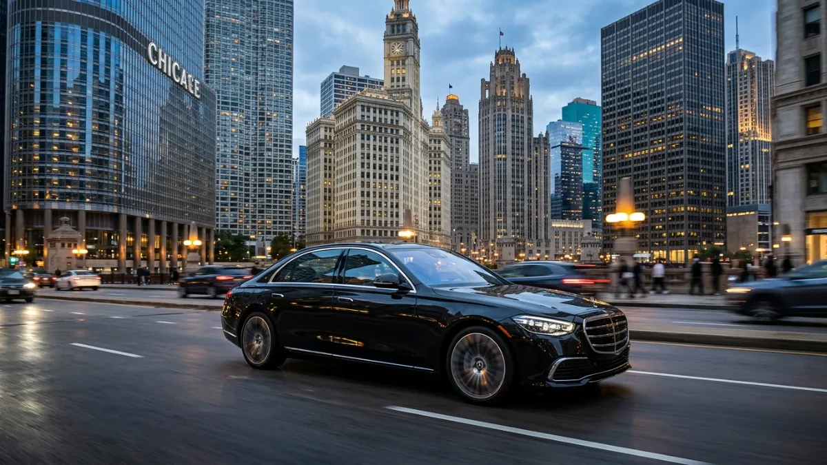 Mercedes-Benz S-Class 580 limo Chicago O'Hare transfers